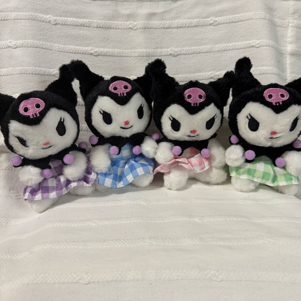 Kuromi plushies keychain with Colorful Skirts (set of 4)